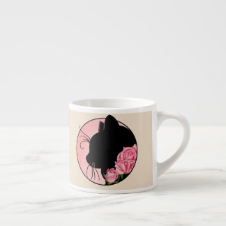 Tasse Expresso Black cat and roses