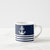 Tasse Expresso Bleu blanc de la marine et Ancre blanche (Droite)