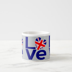 Tasse Expresso Bleu britannique AMOUR Drapeau Royaume-Uni Cœur