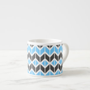 Tasse Expresso Bleu ciel moderne gris foncé géométrique en chevro
