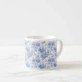 Tasse Expresso Bleu de toile à fleurs (Devant droit)