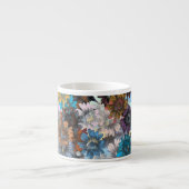 Tasse Expresso Bleu et marron floral (Devant)