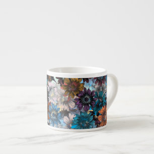 Tasse Expresso Bleu et marron floral