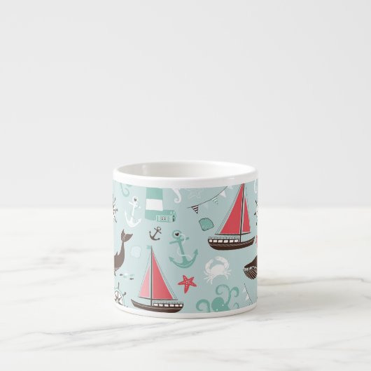 Tasse Expresso Bleu marin et Rose (Devant)