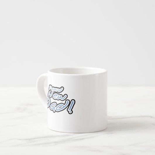 Tasse Expresso Bleu/Noir Texte Fière Cadeaux Nouveau Papa (Devant gauche)