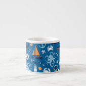 Tasse Expresso Bleu profond Toutes les choses Nautiques (Devant)