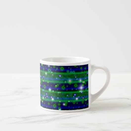 Tasse Expresso Bleu vert rayures avec étoiles et Raindrops (Droite)