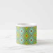 Tasse Expresso Blue Green Diamond Geometrical Pattern (Devant)