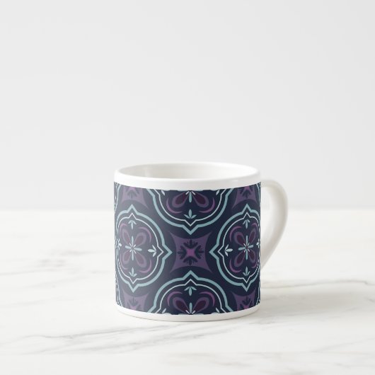 Tasse Expresso blueish floral tiling pattern (Devant droit)