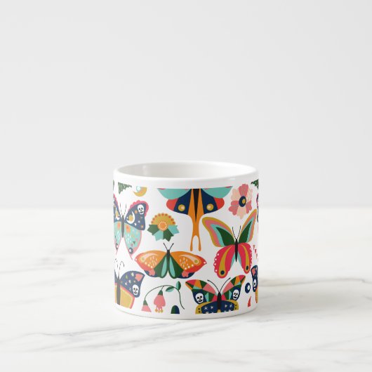 Tasse Expresso Boho Butterflies : Motif en papier peint sans cout (Devant)