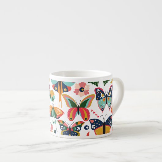 Tasse Expresso Boho Butterflies : Motif en papier peint sans cout (Devant droit)