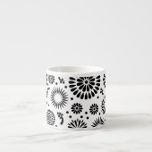 Tasse Expresso Boho fleurs Motif floral vectoriel noir et blanc (Devant)