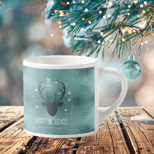 Tasse Expresso Bois de cerf silhouette & flocons de neige sarcell