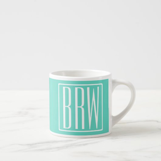 Tasse Expresso Bold Modern | White on aqua (Droite)