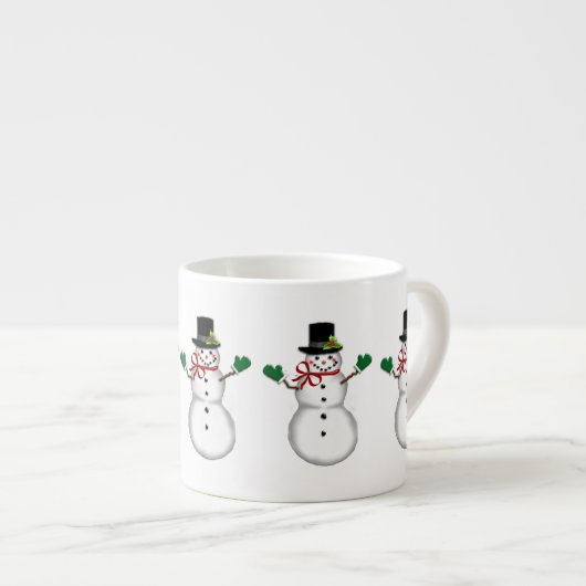 Tasse Expresso Bonhomme de neige de Noël (Devant droit)