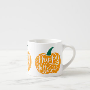 Tasse Expresso Bonne lettre Halloween sur citrouille sculpté
