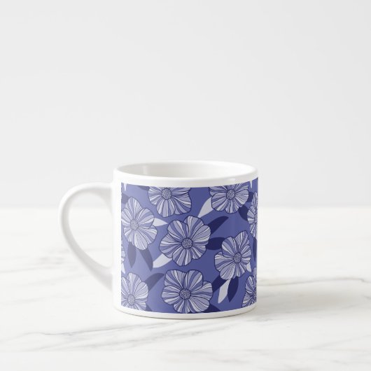 Tasse Expresso Botanique Violet Floral Line Art (Gauche)