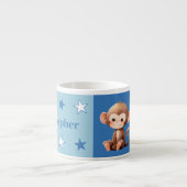 Tasse Expresso Bouge de singe pour enfants nom personnalisé bleu (Devant)