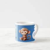 Tasse Expresso Bouge de singe pour enfants nom personnalisé bleu (Devant droit)