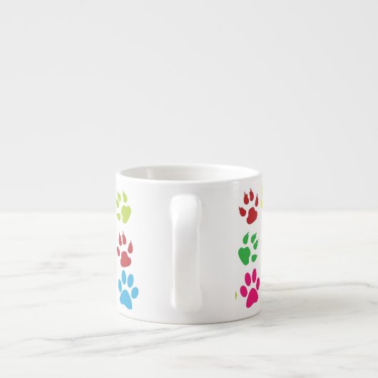 Tasse Expresso Bright Colorful Paw Prints Pattern (Dos)