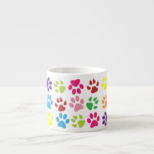 Tasse Expresso Bright Colorful Paw Prints Pattern (Devant)