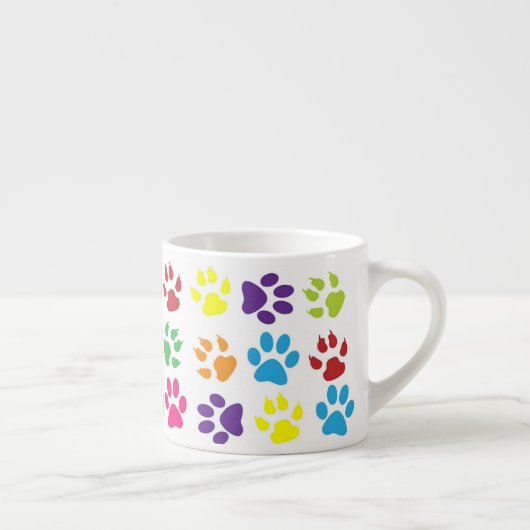Tasse Expresso Bright Colorful Paw Prints Pattern (Droite)