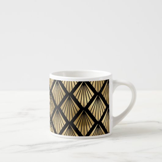 Tasse Expresso Brown foncé et or Art déco motif (Droite)