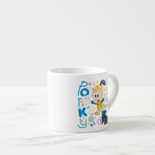 Tasse Expresso BUGS BUNNY BUILDERS™| Porky Pig Work Tools (Devant droit)