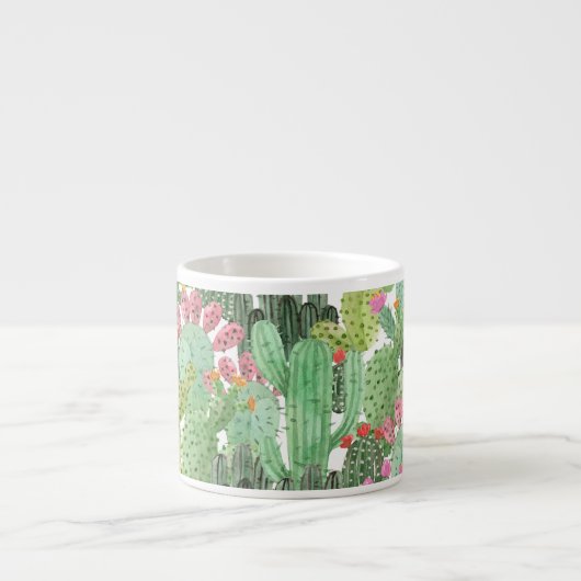 Tasse Expresso Cactus peint à la main : Vert désert (Devant)