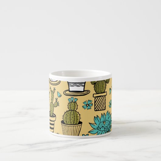 Tasse Expresso Cactus Succulent : Esquisse tirée à la main (Devant)