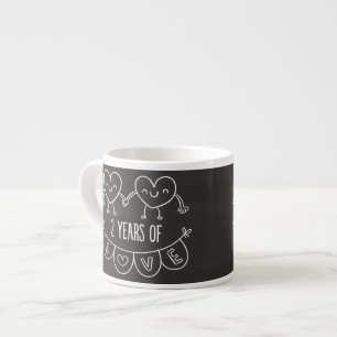 Tasse Expresso Cadeau Du 2E Anniversaire Pour Son Coeur De Balle 
