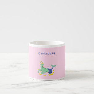 Tasse Expresso Capricorne rose, zodiaque, impression d'étoiles