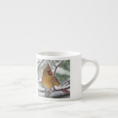Tasse Expresso Cardinal du Nord féminin dans un pin enneigé, (Droite)