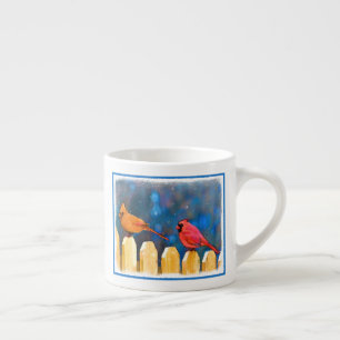 Tasse Expresso Cardinals on the Fence Painting - Art original