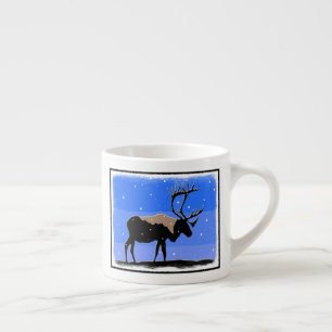 Tasse Expresso Caribou en hiver - Art original de la faune