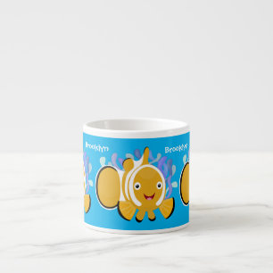 Tasse Expresso Caricature d'anénome de poisson clown joli