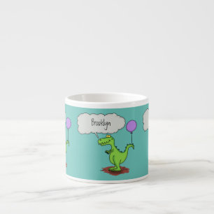 Tasse Expresso Caricature de dragon dragon drôle et vert respiran