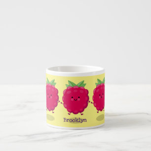 Tasse Expresso Caricature de framboise très heureuse