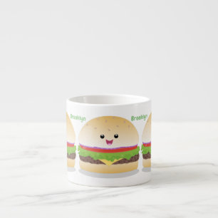 Tasse Expresso Caricature de hamburger kawaii joyeux