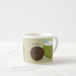 Tasse Expresso Caricature de noix de coco kawaii joyeux