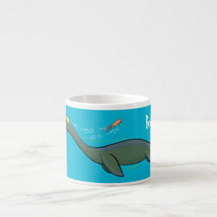 Tasse Expresso Caricature de plesiosaure, monstre marin mignon et