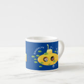 Tasse Expresso Caricature de poisson sous-marin jaune mignon (Devant droit)