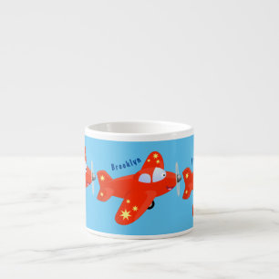 Tasse Expresso Caricature de vol d'avion rouge mignon