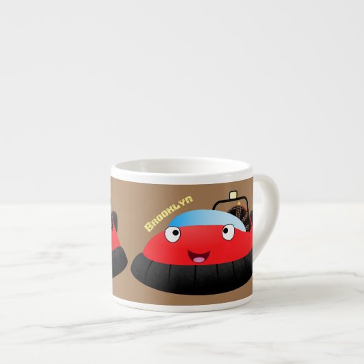 Tasse Expresso Caricature d'hovercraft rouge joyeux (Devant droit)