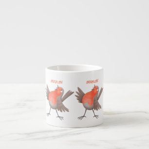 Tasse Expresso Caricature d'oiseau rouge chantant mignon