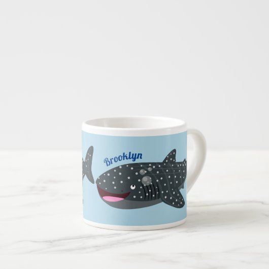 Tasse Expresso Caricature joli requin baleine joyeux (Devant droit)