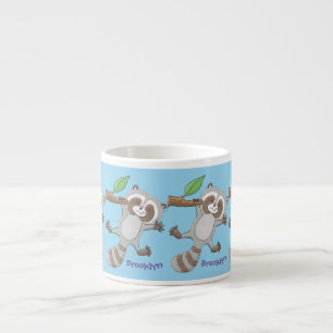 Tasse Expresso Caricature pour bébé au raton laveur joyeux