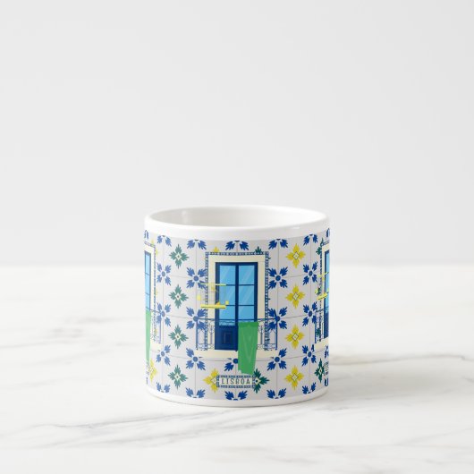 Tasse Expresso Carrelage portugais et balcon de fenêtre avec oise (Devant)