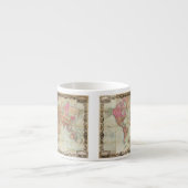 Tasse Expresso Carte antique du monde par John Colton, circa 1854 (Devant)