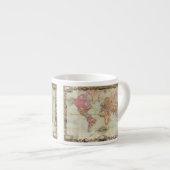 Tasse Expresso Carte antique du monde par John Colton, circa 1854 (Devant droit)